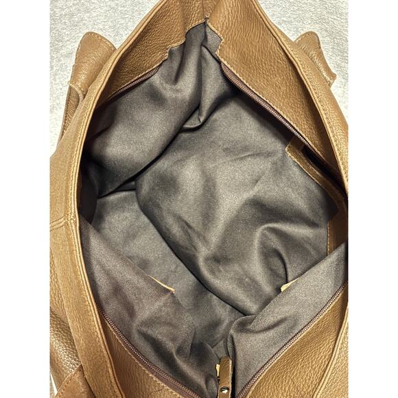 Extra Large Sturdy Travel /Tote Genuine Brown Leather Bag - Picture 2 of 11